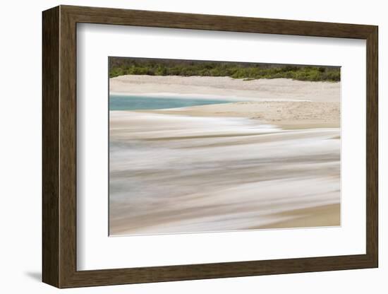 Surf pattern washing up on white sandy beach, Espanola Island, Galapagos Islands, Ecuador.-Adam Jones-Framed Photographic Print