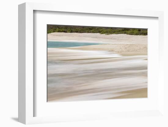 Surf pattern washing up on white sandy beach, Espanola Island, Galapagos Islands, Ecuador.-Adam Jones-Framed Photographic Print