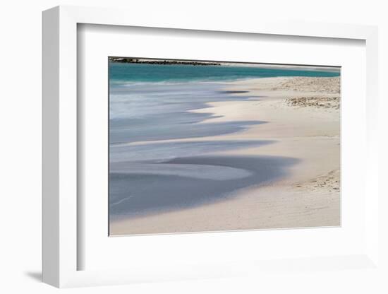 Surf pattern washing up on white sandy beach, Espanola Island, Galapagos Islands, Ecuador.-Adam Jones-Framed Photographic Print