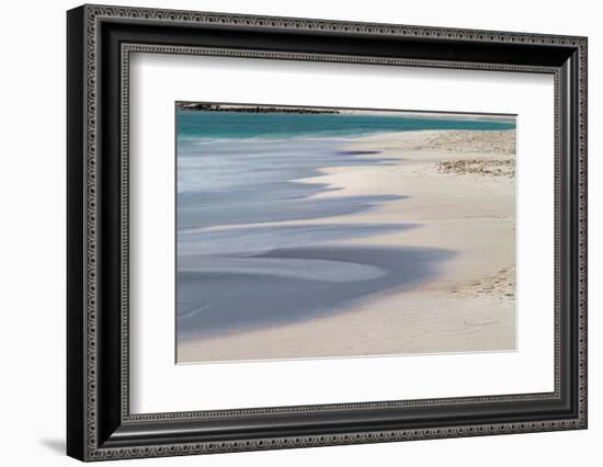 Surf pattern washing up on white sandy beach, Espanola Island, Galapagos Islands, Ecuador.-Adam Jones-Framed Photographic Print