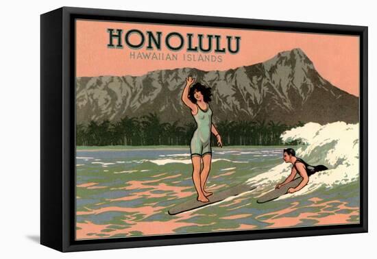 Surf Riders, Honolulu, Hawaii, Graphics-null-Framed Stretched Canvas