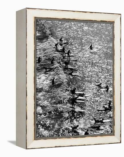 Surf Riders Surfing-Allan Grant-Framed Premier Image Canvas