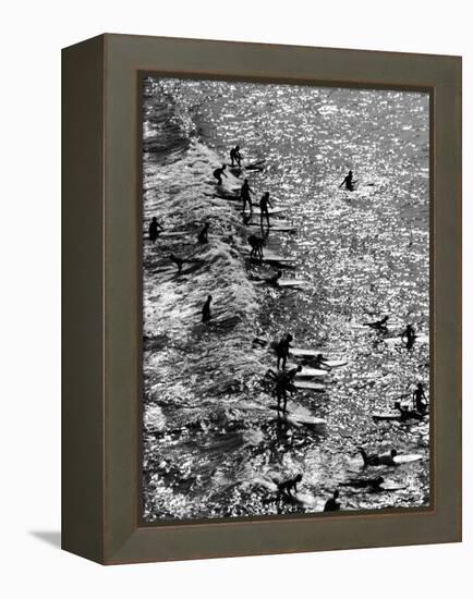 Surf Riders Surfing-Allan Grant-Framed Premier Image Canvas