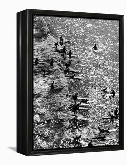 Surf Riders Surfing-Allan Grant-Framed Premier Image Canvas