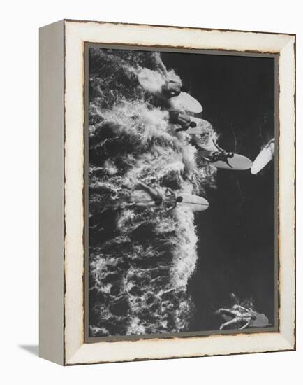 Surf Riders Surfing-Allan Grant-Framed Premier Image Canvas