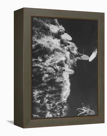 Surf Riders Surfing-Allan Grant-Framed Premier Image Canvas