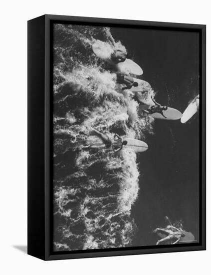 Surf Riders Surfing-Allan Grant-Framed Premier Image Canvas