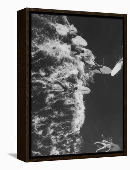 Surf Riders Surfing-Allan Grant-Framed Premier Image Canvas