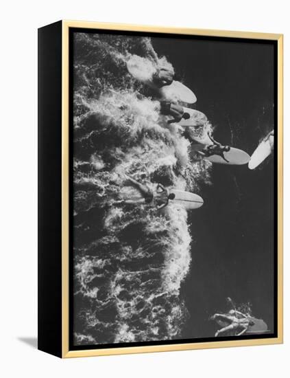 Surf Riders Surfing-Allan Grant-Framed Premier Image Canvas