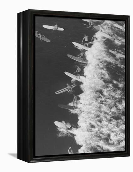 Surf Riders Surfing-Allan Grant-Framed Premier Image Canvas