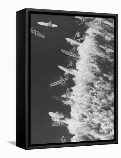 Surf Riders Surfing-Allan Grant-Framed Premier Image Canvas