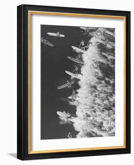 Surf Riders Surfing-Allan Grant-Framed Photographic Print