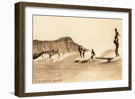 Surf Riding, Hawaii, Photo-null-Framed Art Print