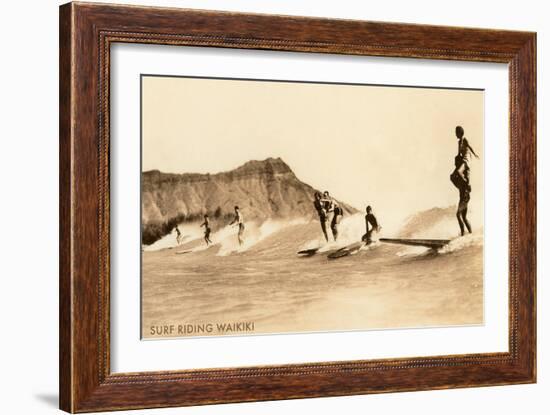 Surf Riding, Hawaii, Photo-null-Framed Art Print