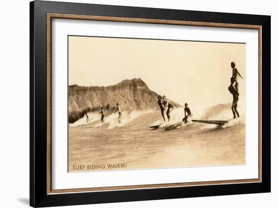 Surf Riding, Hawaii, Photo-null-Framed Art Print