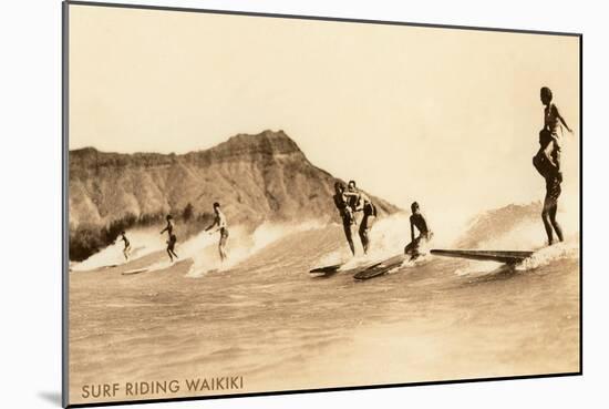 Surf Riding, Hawaii, Photo-null-Mounted Art Print