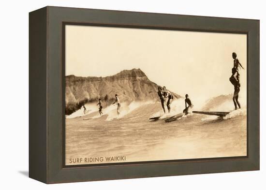 Surf Riding, Hawaii, Photo-null-Framed Stretched Canvas