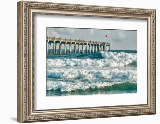 Surf's up at Pensacola Beach Fishing Pier-forestpath-Framed Photographic Print