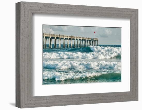 Surf's up at Pensacola Beach Fishing Pier-forestpath-Framed Photographic Print