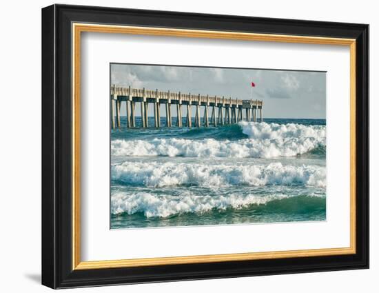 Surf's up at Pensacola Beach Fishing Pier-forestpath-Framed Photographic Print