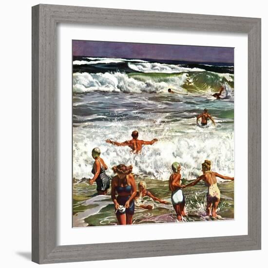 "Surf Swimming," August 14, 1948-John Falter-Framed Giclee Print