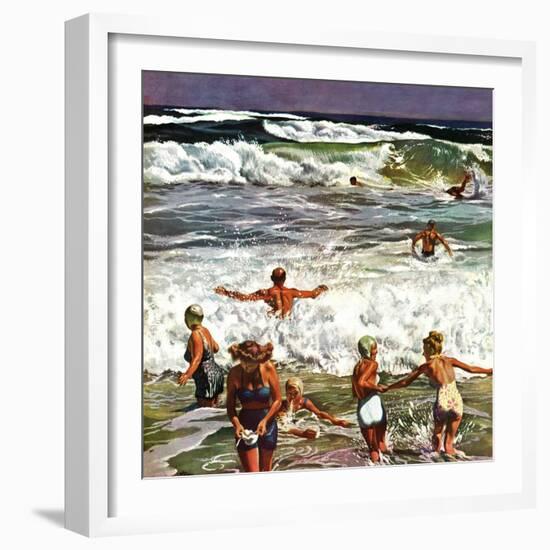 "Surf Swimming," August 14, 1948-John Falter-Framed Giclee Print