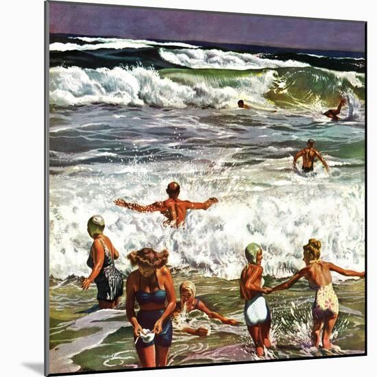 "Surf Swimming," August 14, 1948-John Falter-Mounted Giclee Print