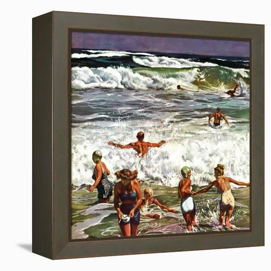 "Surf Swimming," August 14, 1948-John Falter-Framed Premier Image Canvas