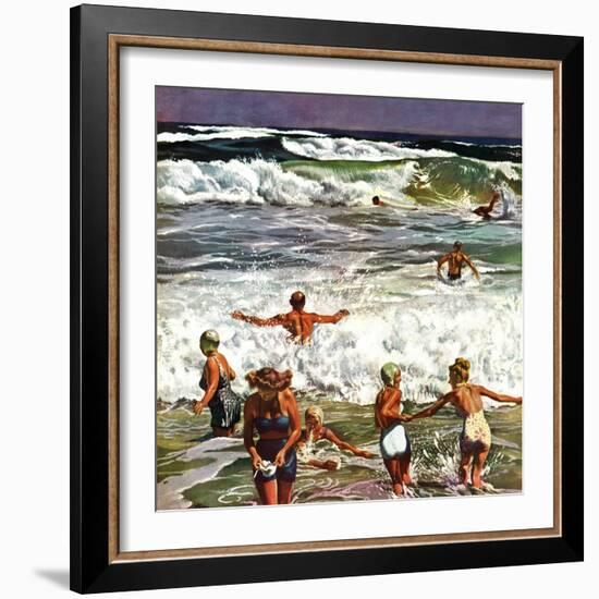 "Surf Swimming," August 14, 1948-John Falter-Framed Premium Giclee Print