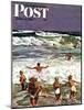 "Surf Swimming," Saturday Evening Post Cover, August 14, 1948-John Falter-Mounted Giclee Print