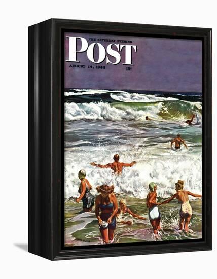 "Surf Swimming," Saturday Evening Post Cover, August 14, 1948-John Falter-Framed Premier Image Canvas