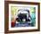 Surf VW Bug Series - The Black Volkswagen Bug Split Window-Martina Bleichner-Framed Art Print