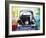 Surf VW Bug Series - The Black Volkswagen Bug Split Window-Martina Bleichner-Framed Art Print