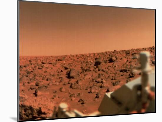Surface of Mars from Viking 2, with Part of Spacecraft Visible-null-Mounted Photographic Print