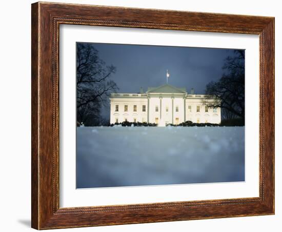 Surface View of Snow in Front of the White House, Washington DC, USA-null-Framed Photographic Print