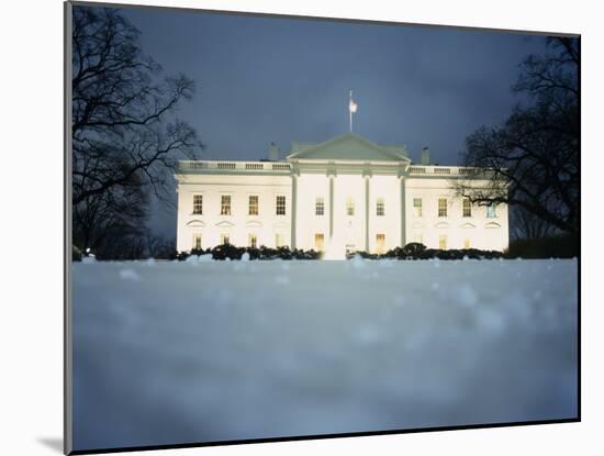 Surface View of Snow in Front of the White House, Washington DC, USA-null-Mounted Photographic Print