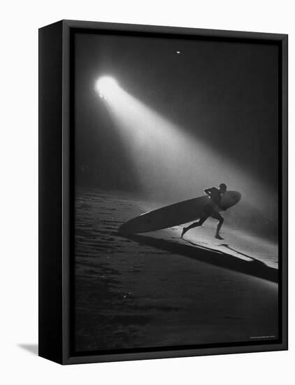 Surfboard Rider Racing Into Water with Board in Relay Race at International Surf Festival-Ralph Crane-Framed Premier Image Canvas