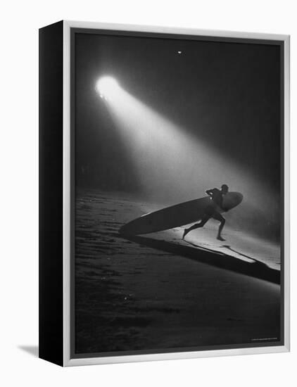 Surfboard Rider Racing Into Water with Board in Relay Race at International Surf Festival-Ralph Crane-Framed Premier Image Canvas