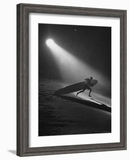 Surfboard Rider Racing Into Water with Board in Relay Race at International Surf Festival-Ralph Crane-Framed Photographic Print