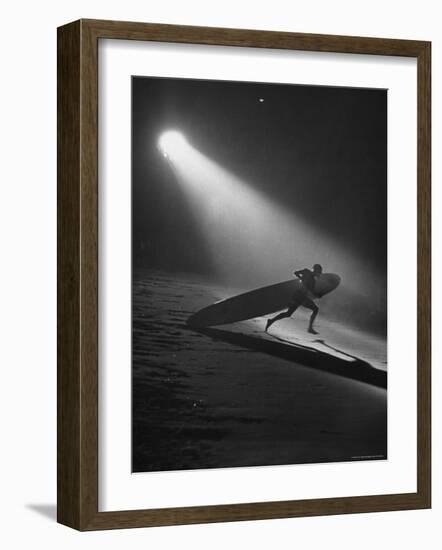 Surfboard Rider Racing Into Water with Board in Relay Race at International Surf Festival-Ralph Crane-Framed Photographic Print