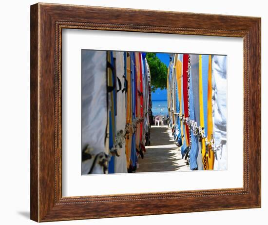 Surfboard Storage, Waikiki Beach-George Oze-Framed Photographic Print