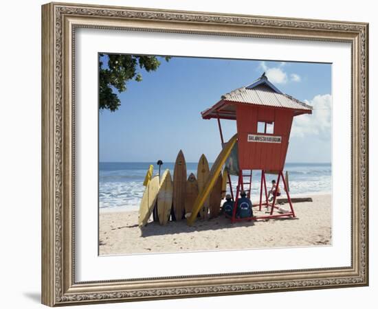 Surfboards Stacked Waiting for Hire at Kuta Beach on the Island of Bali, Indonesia, Southeast Asia-Harding Robert-Framed Photographic Print