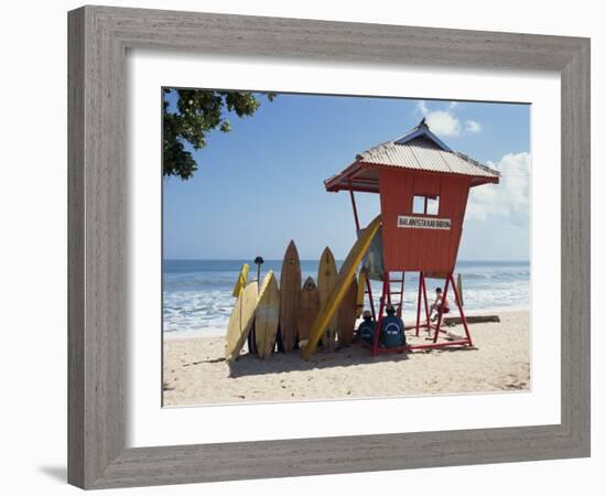 Surfboards Stacked Waiting for Hire at Kuta Beach on the Island of Bali, Indonesia, Southeast Asia-Harding Robert-Framed Photographic Print