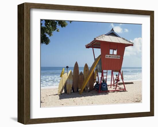 Surfboards Stacked Waiting for Hire at Kuta Beach on the Island of Bali, Indonesia, Southeast Asia-Harding Robert-Framed Photographic Print