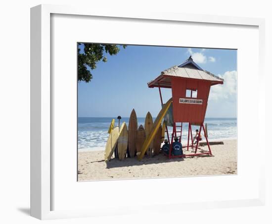 Surfboards Stacked Waiting for Hire at Kuta Beach on the Island of Bali, Indonesia, Southeast Asia-Harding Robert-Framed Photographic Print