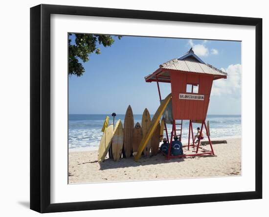 Surfboards Stacked Waiting for Hire at Kuta Beach on the Island of Bali, Indonesia, Southeast Asia-Harding Robert-Framed Photographic Print