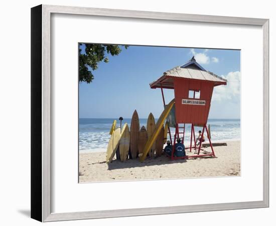 Surfboards Stacked Waiting for Hire at Kuta Beach on the Island of Bali, Indonesia, Southeast Asia-Harding Robert-Framed Photographic Print