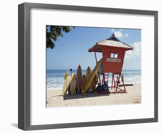 Surfboards Stacked Waiting for Hire at Kuta Beach on the Island of Bali, Indonesia, Southeast Asia-Harding Robert-Framed Photographic Print