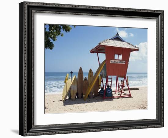 Surfboards Stacked Waiting for Hire at Kuta Beach on the Island of Bali, Indonesia, Southeast Asia-Harding Robert-Framed Photographic Print