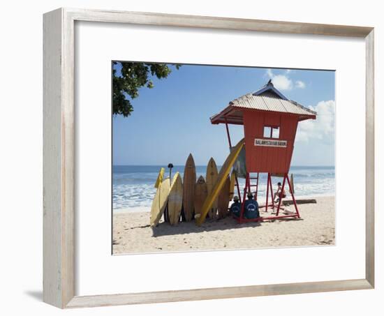 Surfboards Stacked Waiting for Hire at Kuta Beach on the Island of Bali, Indonesia, Southeast Asia-Harding Robert-Framed Photographic Print